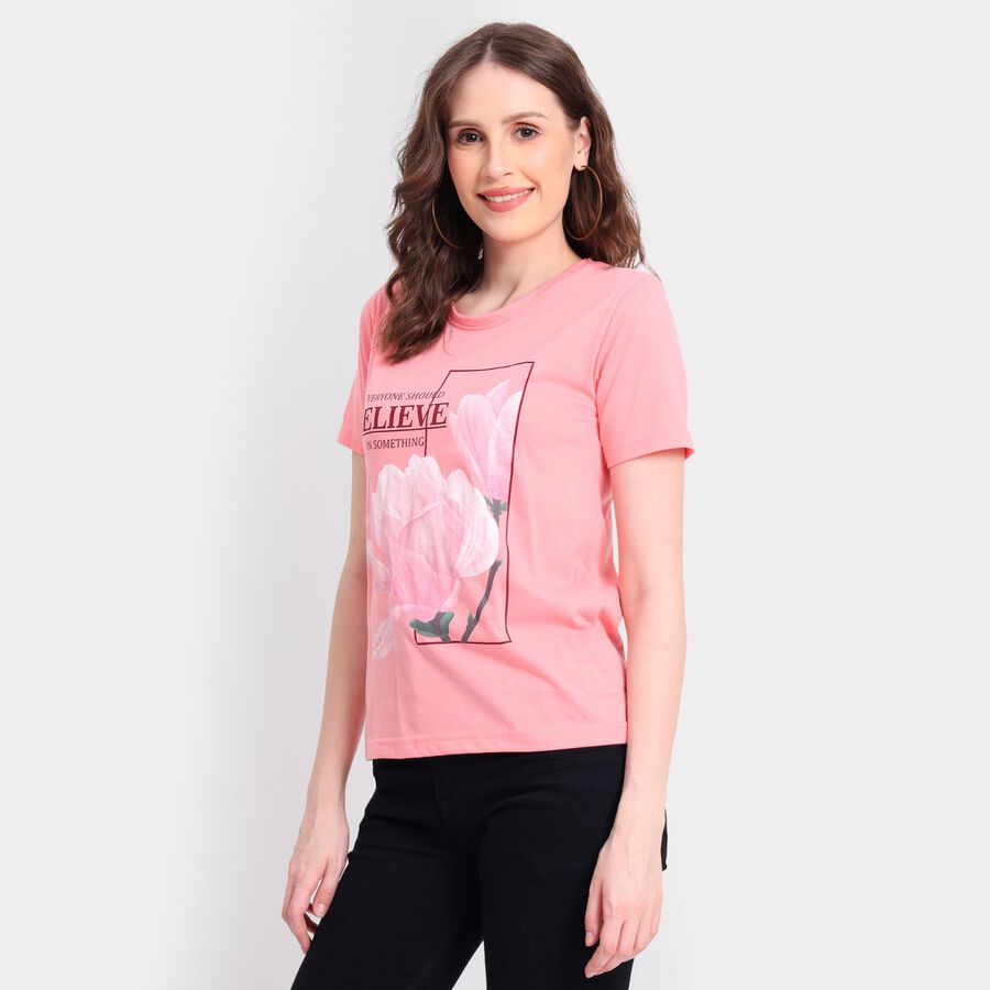 Ladies' Round Neck T-Shirt, Pink, large image number null
