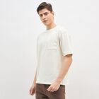 Men's Bright Snow White Round Neck Casual T-Shirt, White, small