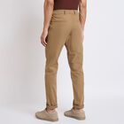 Men's 100% Cotton Slim Fit Casual Trousers , खाकी, small