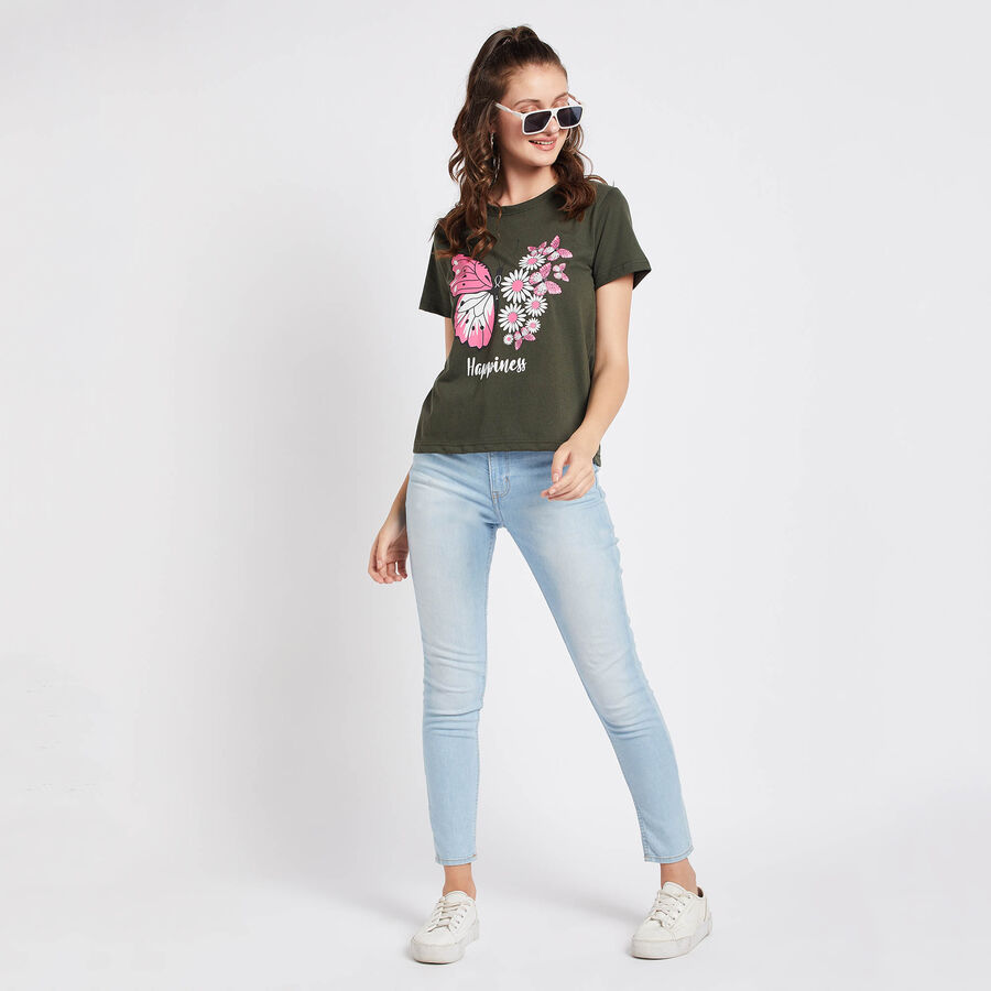 Round Neck T-Shirt, Olive, large image number null
