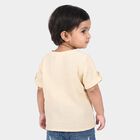 Infants Beige Cotton Round Neck Regular Fit Shirt, Beige, small
