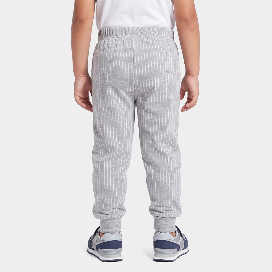 Boys Grey Striped Long Johns Thermal, Melange Light Grey, large