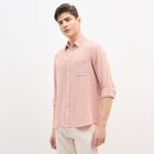 Men's Muted Dusty Pink Cotton Classic Casual Shirt, Peach, small