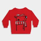 Infants Bright Cherry Red Cotton Crew Neck Casual Sweatshirt, Red, small image number null