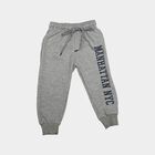 Boys' Grey Typography Print Jogger Pyjama, Melange Light Grey, small