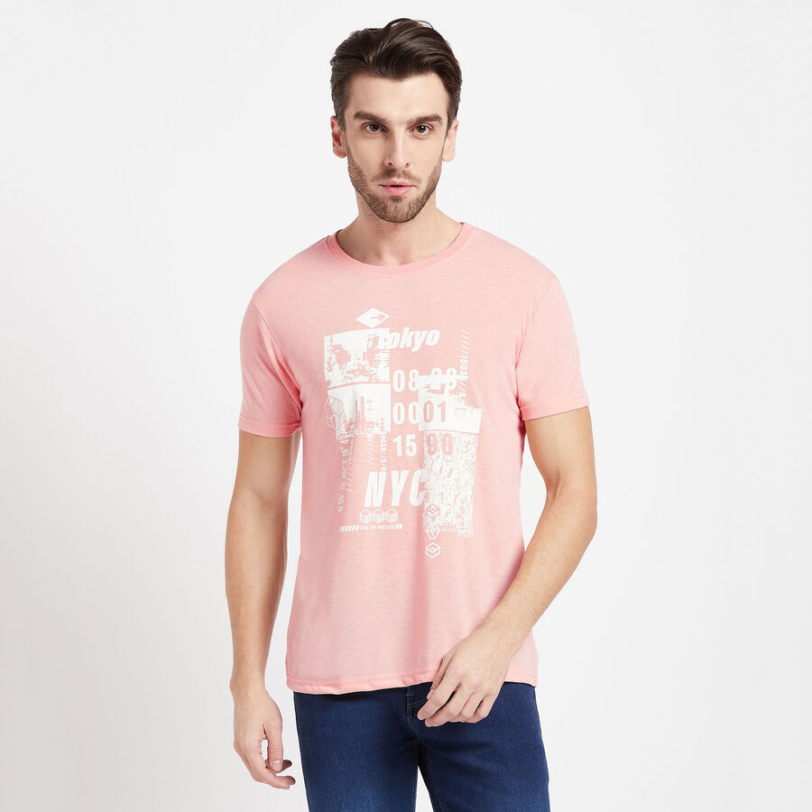 Round Neck T-Shirt, Peach, large image number null