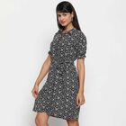 All Over Print Knee Length Dress, Black, small image number null