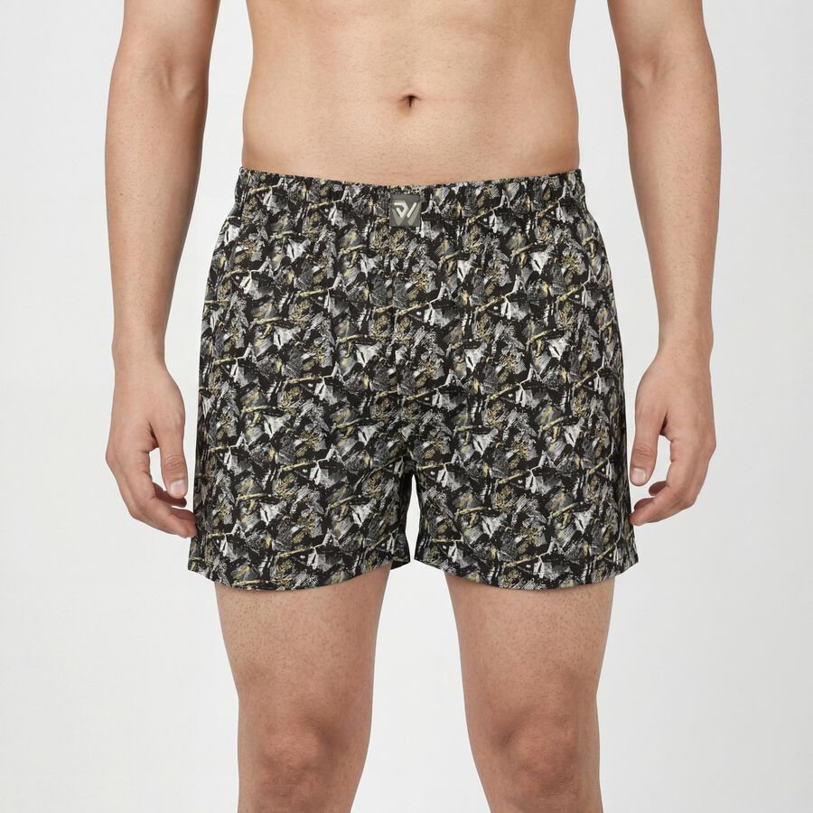 Men's Grey Regular Fit Solid Boxers, गहरा ग्रे, large