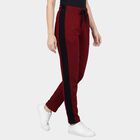 Women's Wine Slim Fit Graphic Print Cuffed Track Pants, Wine, small