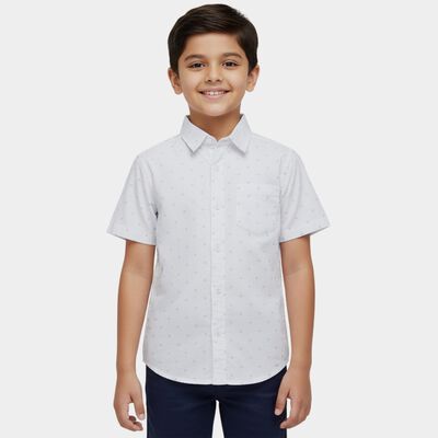 Boys White Cotton Classic Casual Shirt