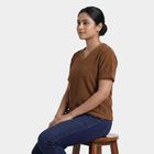 Women's Rust Round Neck Casual T-Shirt, Rust, small