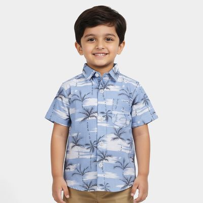 Boys Blue Cotton Half Sleeve Classic Casual Shirt