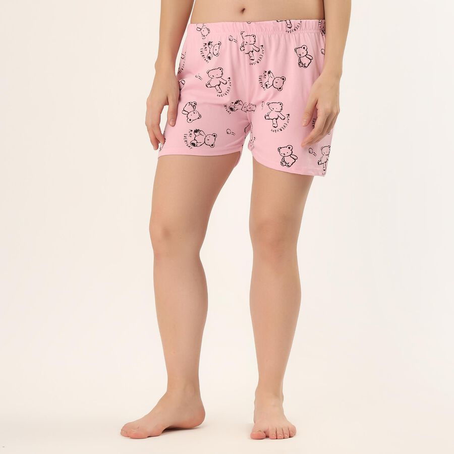 Women's Pink Regular Fit Drawstring Contrast Trim Shorts, गुलाबी, large