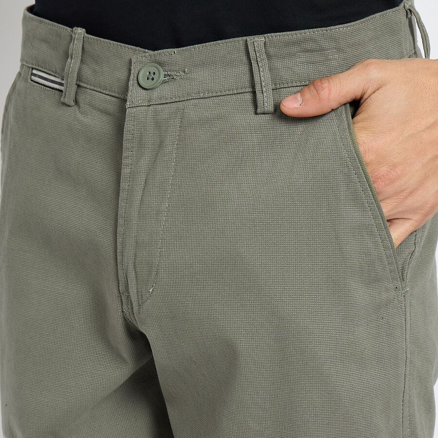 Men's Slim Fit Casual Trousers, गहरा हरा, large image number null