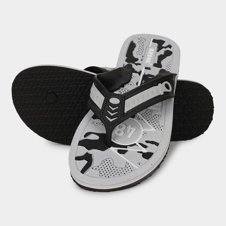 Men's Muted Charcoal Grey Slip-On Casual Slippers, Grey, large