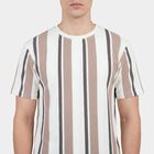 Men's Beige Round Neck Casual T-Shirt, Beige, small