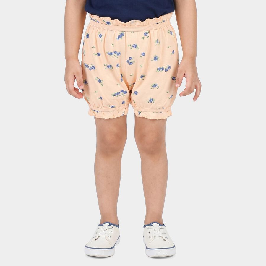 Girls Peach Classic Fit Floral Bloomer Shorts, Peach, large