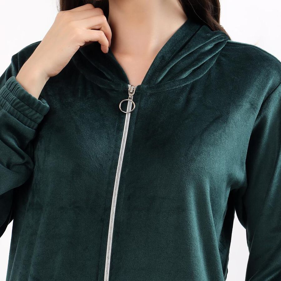 Women's Deep Forest Green Hooded Track suit, गहरा हरा, large image number null