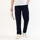 Men's Navy Blue Relaxed Fit Cargo Track Pants, Navy Blue, small image number null