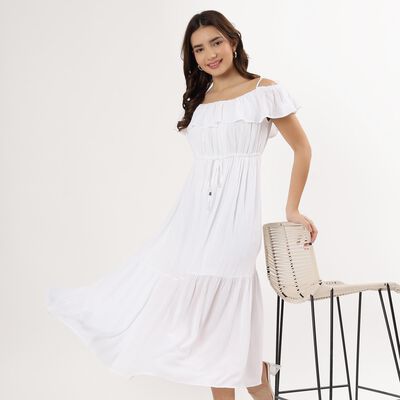 Women's Solid Black Empire Waist Dress