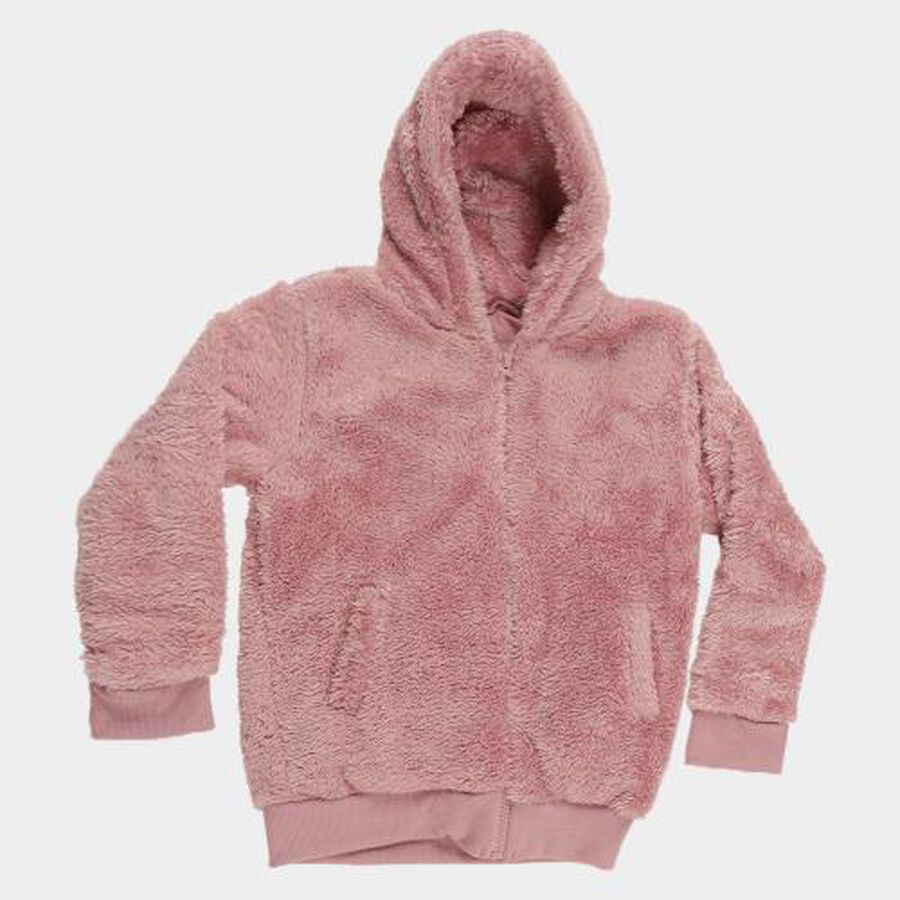 Girls' Soft Dusty Pink Hooded Casual Jacket, Pink, large image number null