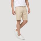 Men's Beige Regular Fit Chino Bermuda Shorts, गहरा पीला, small
