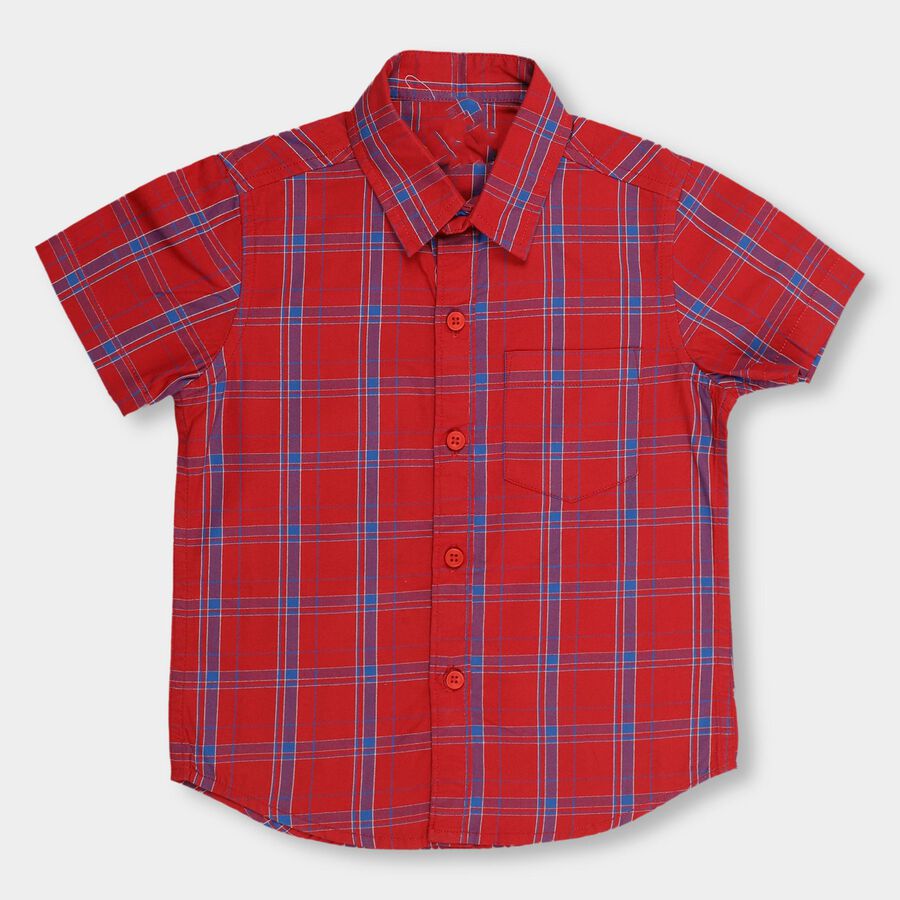 Boys' 100% Cotton Casual Shirt , Red, large image number null