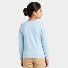 Girls Light Blue Round Neck Regular Top, हल्का नीला, small