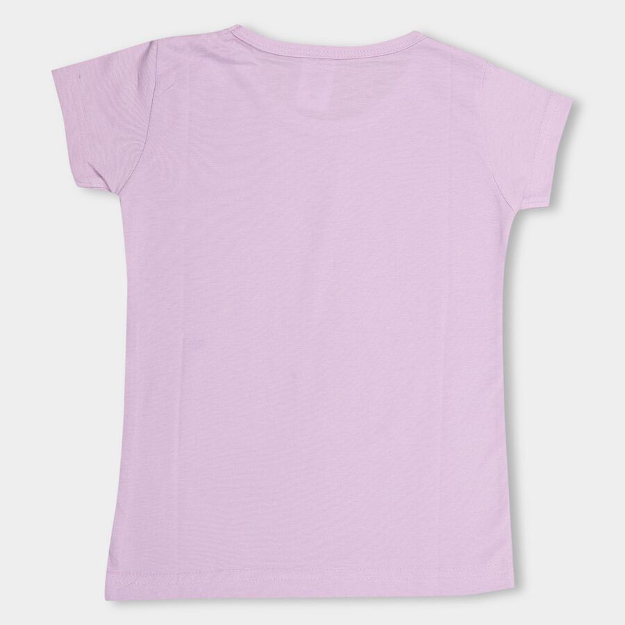 Girls' Soft Lavender Crew Neck Short Sleeve T-Shirt, Lilac, large image number null