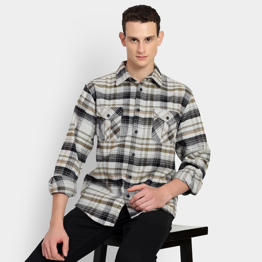Men's 100% Cotton Casual Shirt, Dark Grey, large image number null