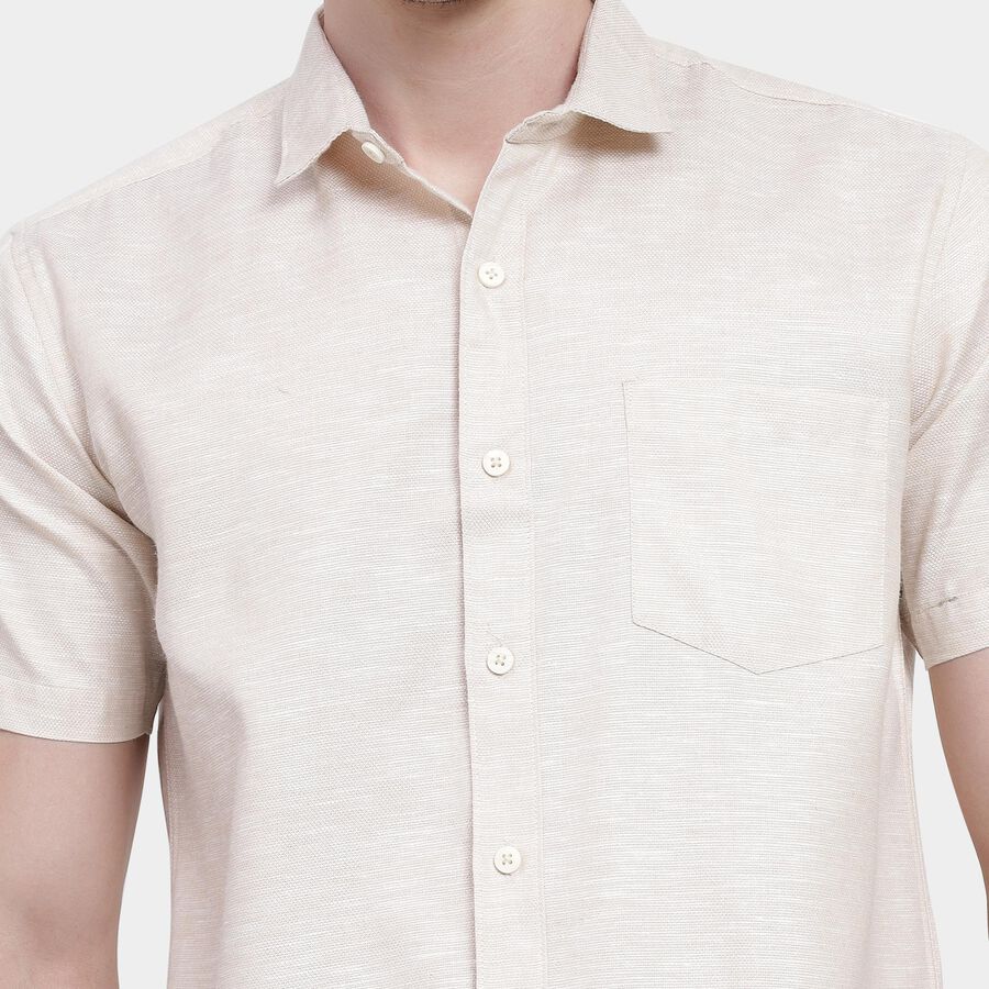 Men's Light Beige Regular Collar Slim Fit Shirt, गहरा पीला, large image number null