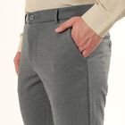 Men's Muted Light Grey Slim Fit Casual Trousers, हल्का ग्रे, small