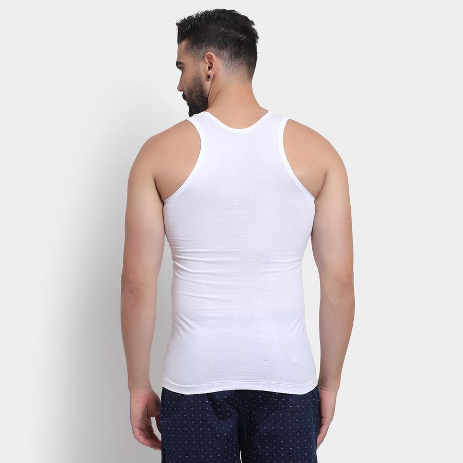 Men's 100% Cotton Vest , White, large
