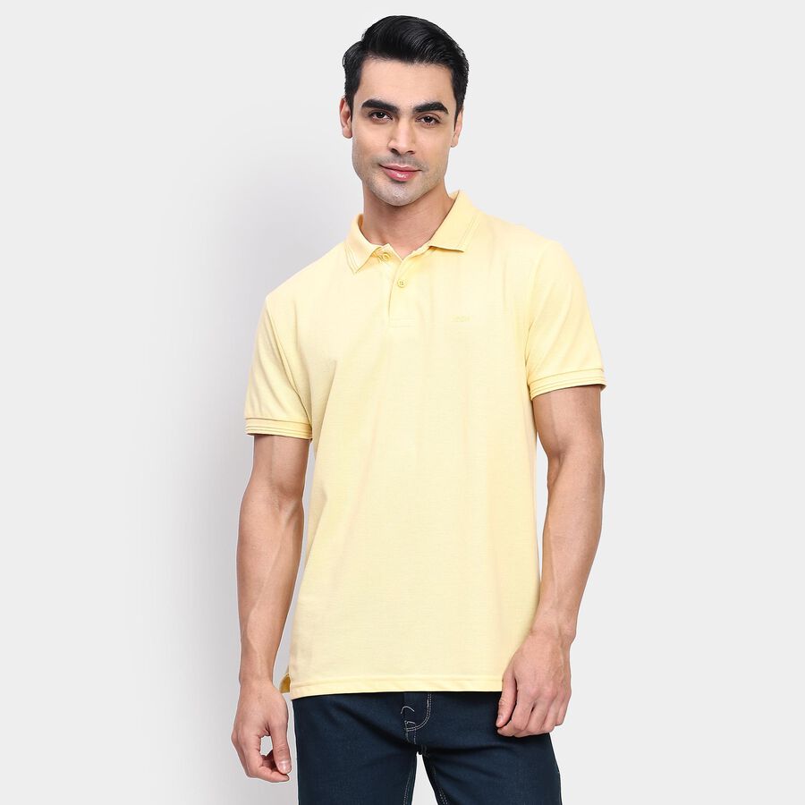 Men's Collared Half Sleeves T-Shirt, Yellow, large image number null