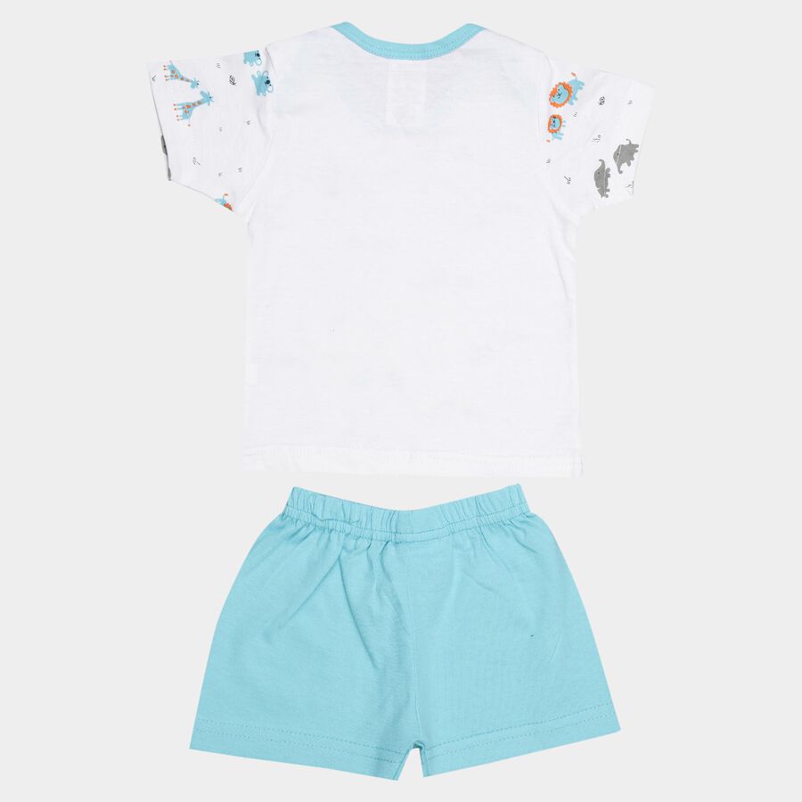 Infants Cotton Printed Baba Suit, Aqua, large image number null