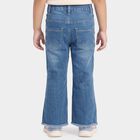 Girls Blue Flared Fit Sequin Bow Jeans, मध्यम नीला, small