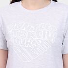 Ladies' Round Neck T-Shirt , मिश्रित मध्यम ग्रे, small