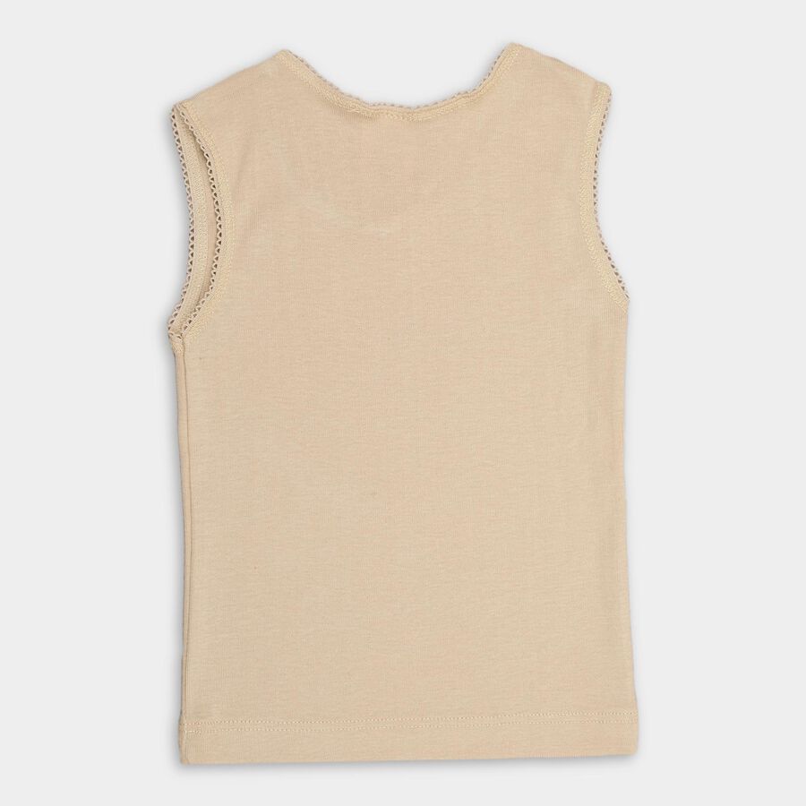 Girls' 100% Cotton Vest, Beige, large image number null
