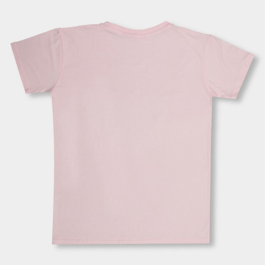 Girls' 100% Cotton T-Shirt, हल्का गुलाबी, large