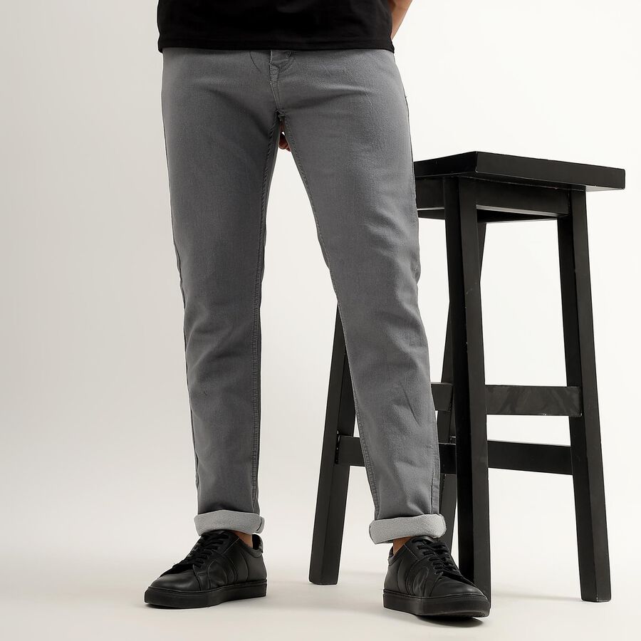 Men's Five Pocket Slim Fit Jeans , हल्का ग्रे, large image number null