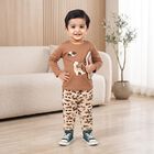 Infants' Beige 100% Cotton Round Neck Graphic Print Baba Suit, Beige, small