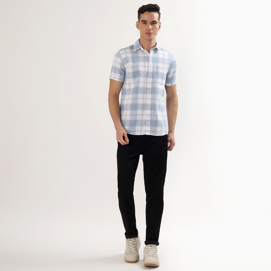Men's Light Blue Cotton Half Sleeve Classic Casual Shirt, Light Blue, large image number null