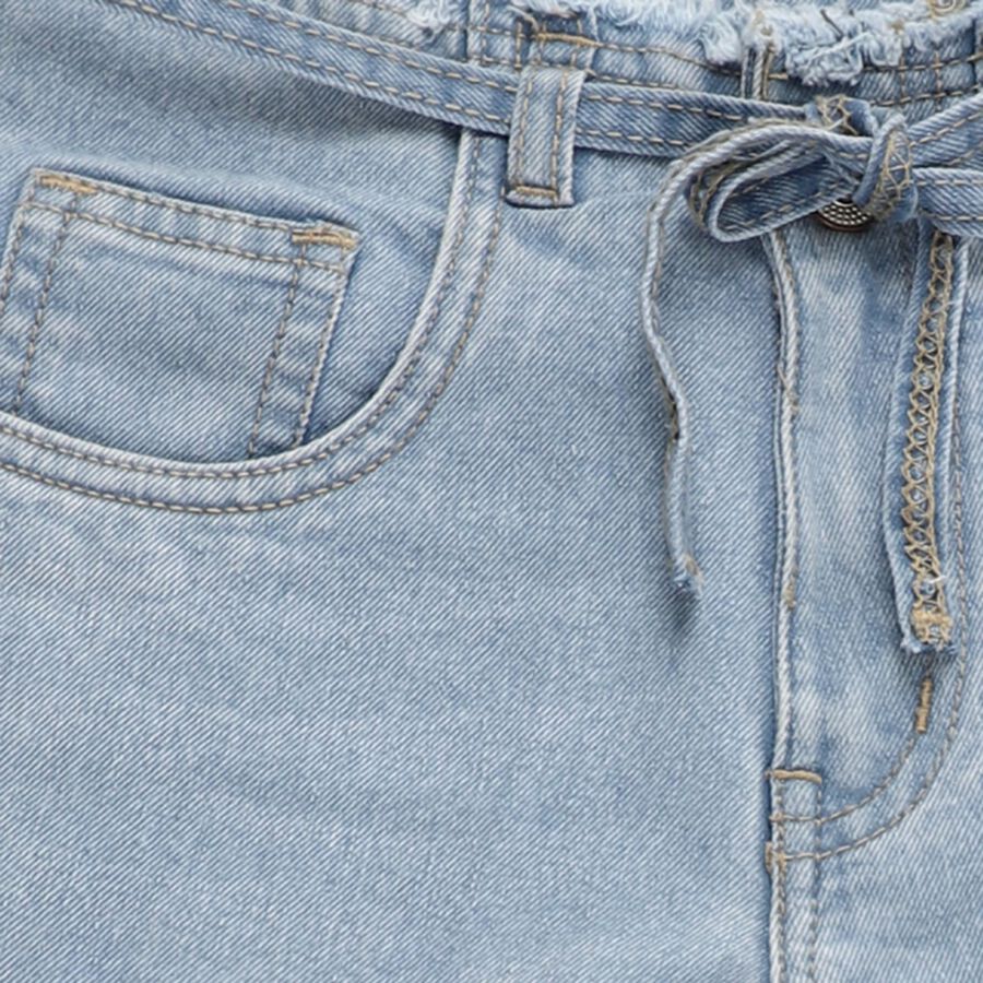 Girls' Light Blue Flared Fit Tie-Front Jeans, हल्का नीला, large image number null