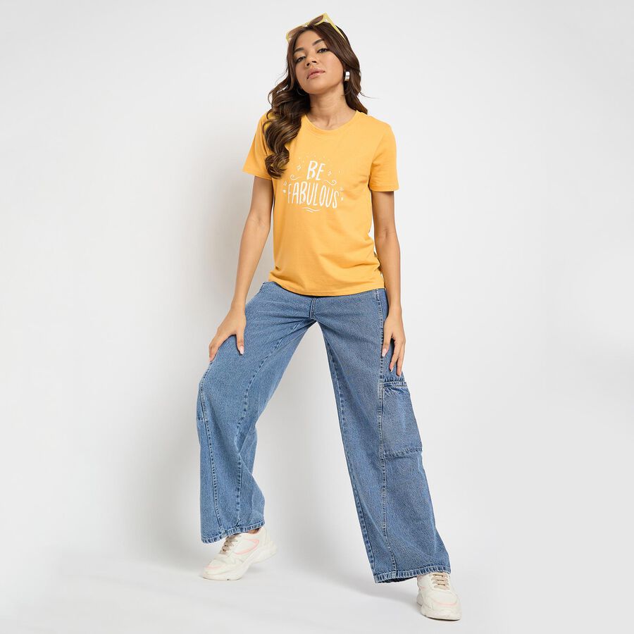 Ladies' Round Neck T-Shirt , मस्टर्ड, large image number null