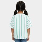 Girls Light Teal and White Round Neck Casual T-Shirt, Light Blue, small