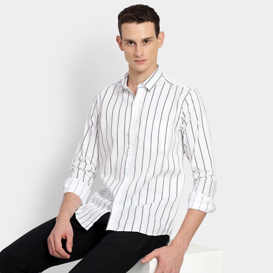 Men's 100% Cotton Casual Shirt, White, large image number null