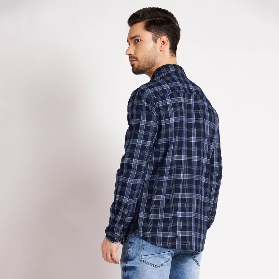 Cotton Checks Casual Shirt, Dark Blue, large image number null