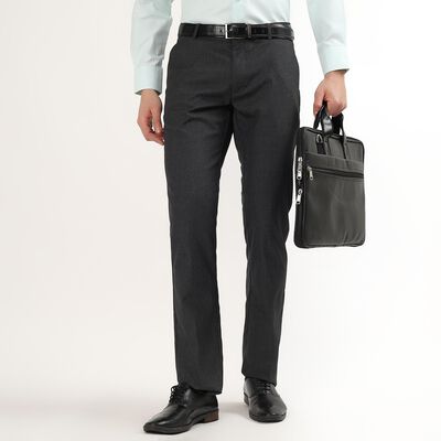 Men's Gray Slim Fit Formal Trousers