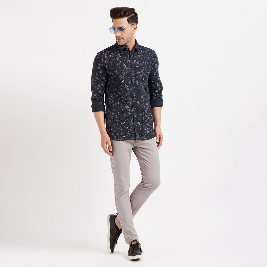 Cotton Printed Casual Shirt, Navy Blue, large image number null