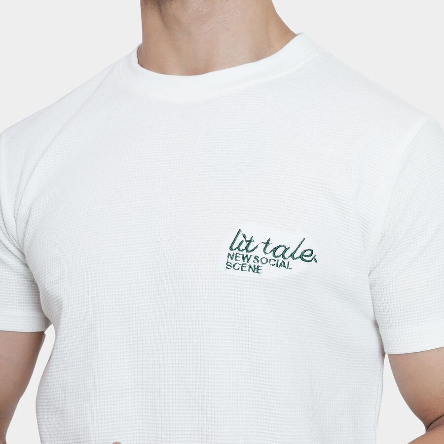 Men's 100% Cotton Round Neck Half Sleeves T-Shirt , Off White, large image number null